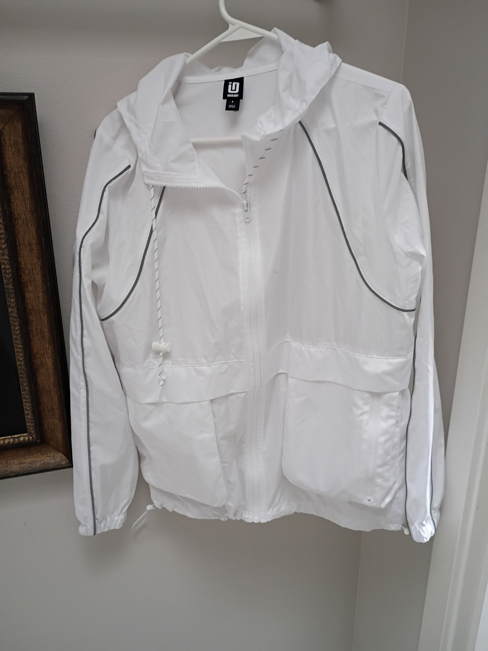 White Lightweight Hooded Windbreaker Jacket
